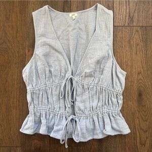 American Eagle Aerie Light Blue Tie Front Blouse